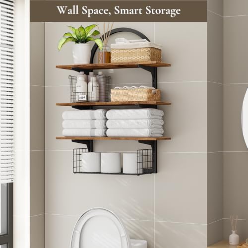 Floating Shelves Bathroom with Storage Basket,Decorative Wall Shelf - size: Arched