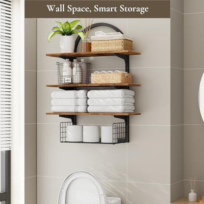Floating Shelves Bathroom with Storage Basket,Decorative Wall Shelf - size: Arched