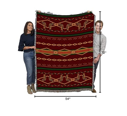 Pure Country Weavers Russet and Green Blanket - Southwest Native American Inspired - Gift Tapestry Throw Woven from Cotton - Made in the USA (72x54) - color: Russet and Green, size: Large