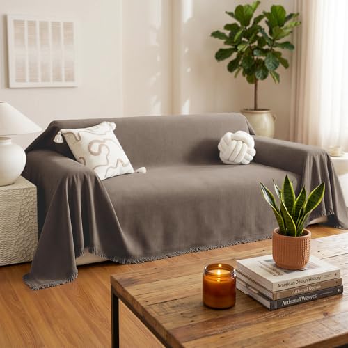 Chenille Couch Cover for Dogs Washable Boho Throw Blanket Washable - color: 01 Coffee, size: 71"×118"