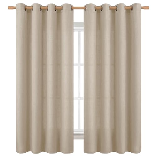 BGment Oatmeal Linen Curtains 63 Inch Length for Living Room - 2 Panels - color: Oatmeal, size: 52"W x 63"L (Pack of 2)