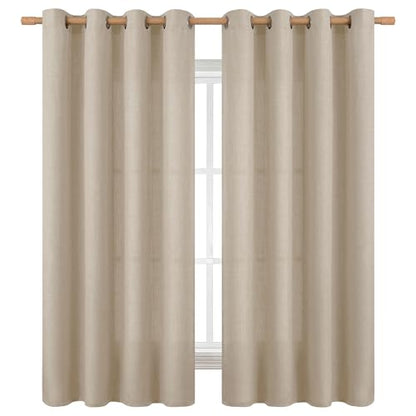 BGment Oatmeal Linen Curtains 63 Inch Length for Living Room - 2 Panels - color: Oatmeal, size: 52"W x 63"L (Pack of 2)