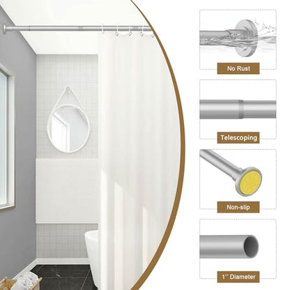 GXOACKJ Silver Shower Curtain Rods - 31-80 Inch Spring Tension Shower Rods for Bathroom, Adjustable, No Drilling, No Rust, Stainless Steel - color: Silver, size: 31-80 inches