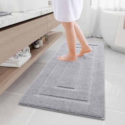 Buganda Microfiber Bathroom Rugs 47x20, Soft Shaggy Absorbent Bath Rugs - color: Grey, size: 47" X 20"