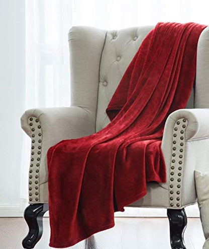 DiamondHome Super Soft Warm Light Weight Fleece Throw Blanket for Couch/Sofa/Bed/Chair in Living Room & Bed Room, 50" x 60" (Burgundy) - color: Burgundy