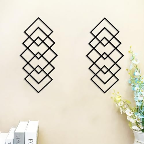 DUOOLN 2Pcs Metal Wall Decor Art, Modern Abstract Sculpture for Bathroom - color: Black - Geometry 2 pcs