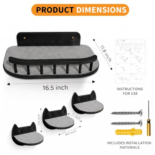 Cat Wall Shelves, Modern Cat Wall Furniture for Indoor Cats - Black - color: Black, 3 Steps + Perch