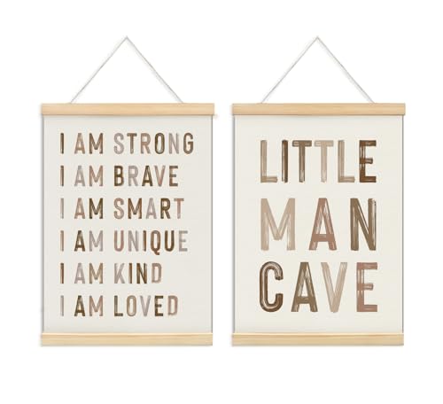 ULEGIE Boy Nursery Decor Posters Little Man Cave Sign for Boys Kids - color: brown
