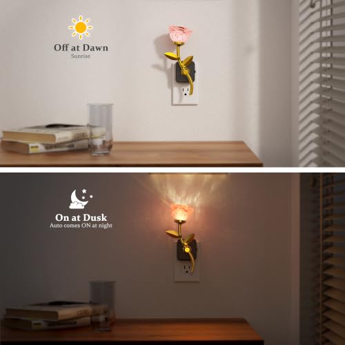 JandCase Night Light, Night Lights Plug into Wall, Rose Crystal Nightlight - color: Rose