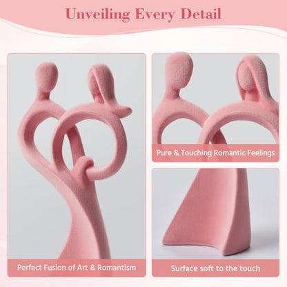 Romantic Couple Statue with Soft Flocked Finish, Pink - color: Couple02-pink