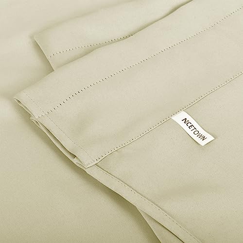 NICETOWN 2 Panels Light Beige Kitchen Valances for Window, 42W x 18L - color: Light Beige, size: 42"W x 18"L (Pack of 2)