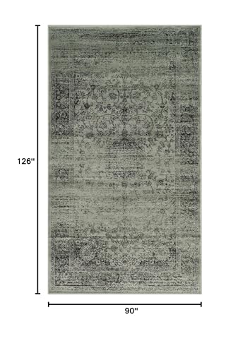SAFAVIEH Vintage Collection Area Rug - 7'6" x 10'6", Spruce, Oriental Medallion Distressed Viscose Design, Ideal for High Traffic Areas in Living Room, Bedroom (VTG113-2111) - color: Spruce, size: 7'6" x 10'6" (Rectangular)