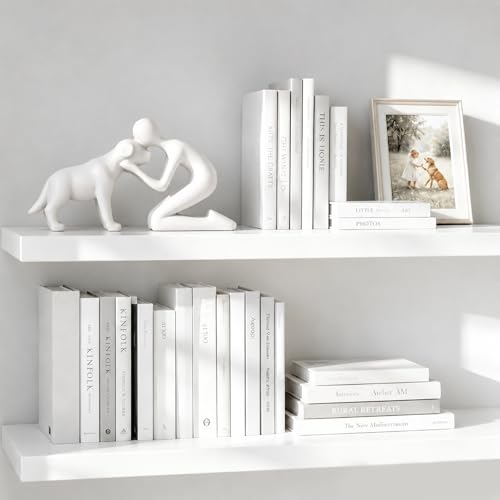 Cute Dog Sculpture Dad Gift Abstract Figurine Home Shelf Decor - color: White