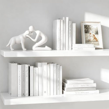 Cute Dog Sculpture Dad Gift Abstract Figurine Home Shelf Decor - color: White