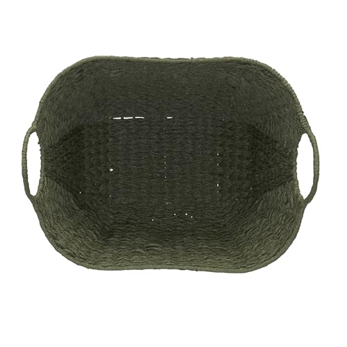 Household Essentials Natural Woven Wicker Storage Basket with Handles - color: Green Paper Rope