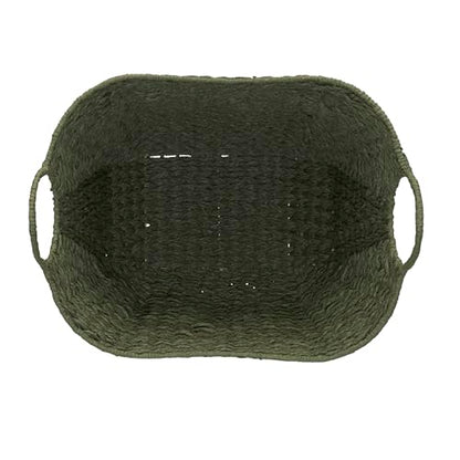 Household Essentials Natural Woven Wicker Storage Basket with Handles - color: Green Paper Rope