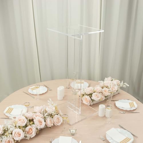 Efavormart 32" Heavy Duty Acrylic Wedding Display Stand with Square Bases, Clear Plexiglass Flower Pedestal Stand - 10mm Thick Plate - size: 32"