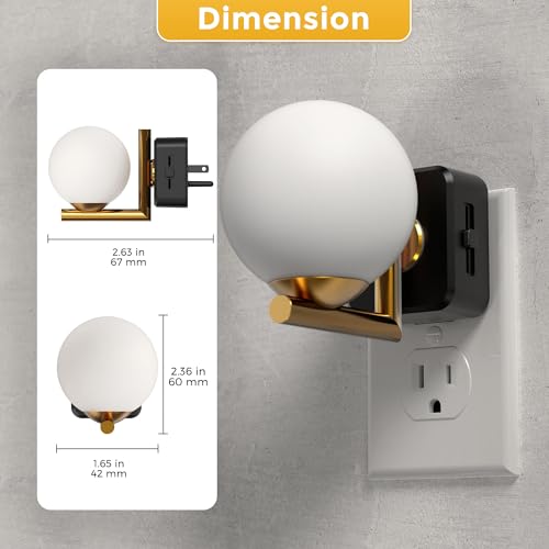 L LOHAS LED Night Lights Plug Into Wall, Dusk to Dawn Sensor - color: Gold 3000K Ball, size: 1 Pack