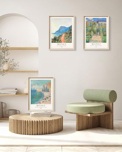 HesenDot Framed Wall Art, Claude Monet Landscape Canvas Prints Set - color: Framed Monet Impressionism, size: 16"L x 12"W