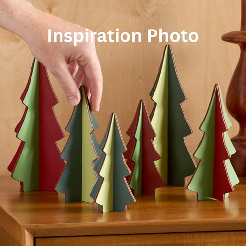 Your Heart's Content Set of 3 Holly Green Interlocking Wood Trees, Handmade USA Classic Curated Color Combination, Winter Tabletop Display, Christmas Tree Mantel (Set 3 Holly Green) - color: Set 3 Holly Green