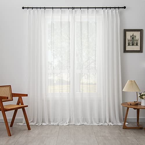 Sheer Curtains 84 inch Length for Living Room, 2 Panels, 52" W x 84" L - color: Off White, size: 52"W x 84"L (Pack of 2)