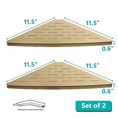 Qeke 2 Pack Corner Shower Shelf Golden, 11.5" Recessed Tile Shower Shelf - color: Brushed Golden