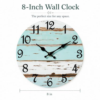 CHYLIN Wall Clock Silent Non-Ticking Battery Operated Blue White Coastal - color: C-blue White, size: 8 inch