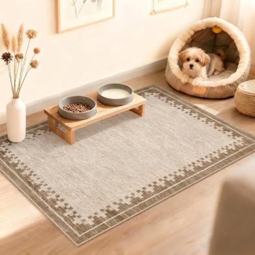 GarveeHome 2x3 Washable Kitchen Rug Low Pile Foldable Neutral Soft Doormat - color: Beige, size: 2'x3' (Rectangular)