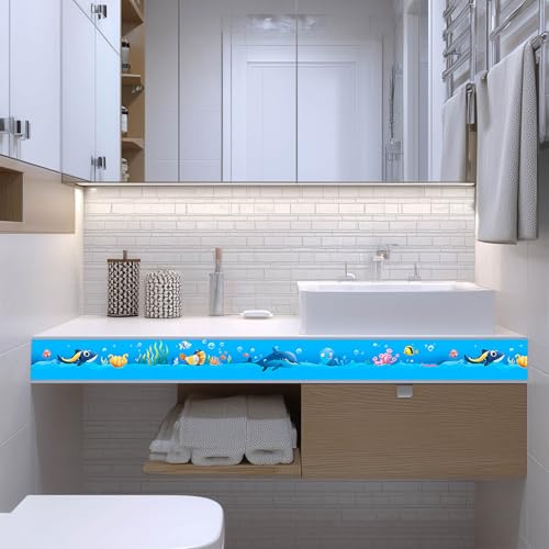 IVN Wallpaper Border Peel and Stick Wall Cartoon Sea Animals 4x196 Inch - color: Cartoon Sea Animals