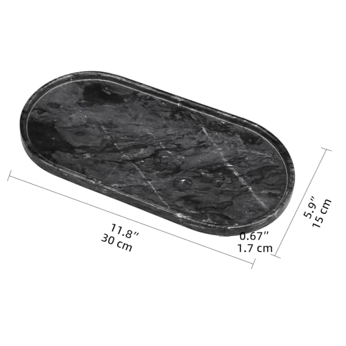 Oval Marble Bathroom Vanity Tray, Dark Grey, 12" x 6" x 0.8" - color: Dark Grey, size: 5.9" x 0.7" x 11.8"