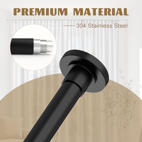 GXOACKJ Black Shower Curtain Rods - 31-68 Inch Spring Tension Shower Rods for Bathroom, Adjustable, No Drilling, No Rust, Stainless Steel - color: Black, size: 31-68 inches
