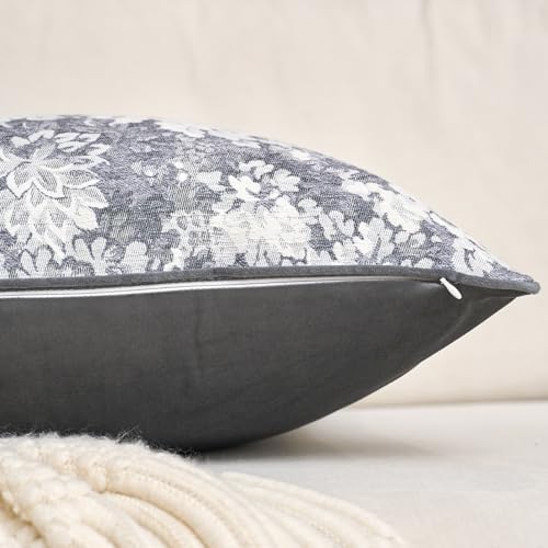 Alerfa Grey Neutral Floral Pillow Cover 12 x 20 Inch, Vintage Chenille Rectangle Couch Pillow Cover Soft Decorative Farmhouse Accent Pillowcase for Living Room Bedroom - color: Grey, size: 20" x 12" (Pack of 1)