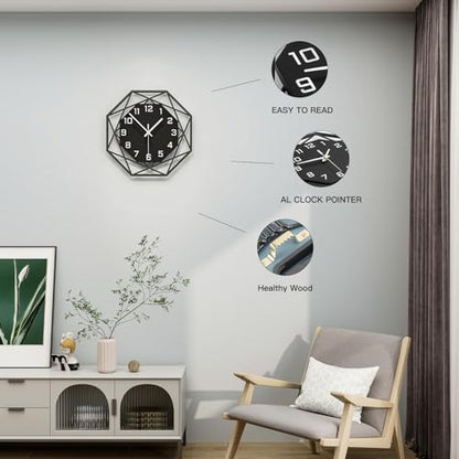 Modern Wall Clocks for Living Room Decor 12in Black Analog Clock - size: 12 Inch
