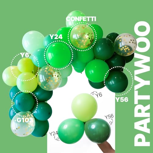 PartyWoo Green Balloons 66pcs 12 Inch Lime Emerald Hunter Forest Balloons - color: Green-3328