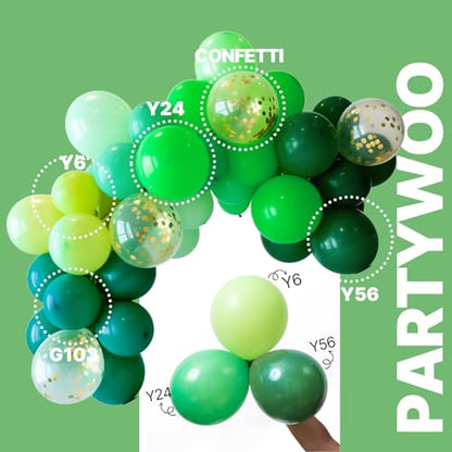 PartyWoo Green Balloons 66pcs 12 Inch Lime Emerald Hunter Forest Balloons - color: Green-3328