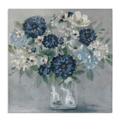 Stupell Industries Blue Mums Bouquet Floral, 17 x 17 Inch Canvas Wall Art - color: Blue Mums Bouquet, size: 17"L x 17"W