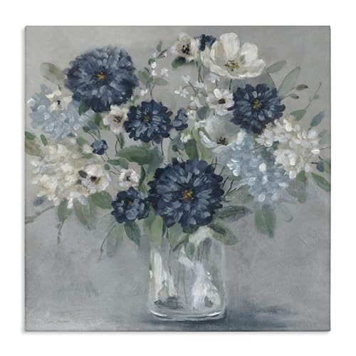 Stupell Industries Blue Mums Bouquet Floral, 36 x 36 Inch Canvas Wall Art - color: Blue Mums Bouquet, size: 36"L x 36"W