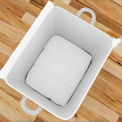 1 Pc Extra Large Foldable Storage Box With Lid, Space-Saving Fabric Collapsible Organizer Bin For Under-Bed And Closet Storage, Herringbone, 30L - size: 30L