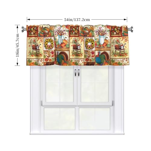 Thanksgiving Turkey Valances for Windows Rod Pocket Curtain Valance 1 Panel Short Curtains for Kitchen Bathroom Living Room Bedroom Window Treatments - color: Thanksgiving