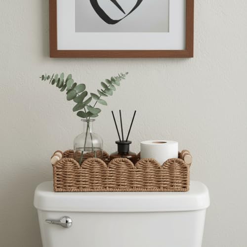 CubesLand Toilet Paper Storage Basket Organizer, Small Wicker Decor Basket - color: Neutral, size: s - 12.99 X 6.3 X 3.15in
