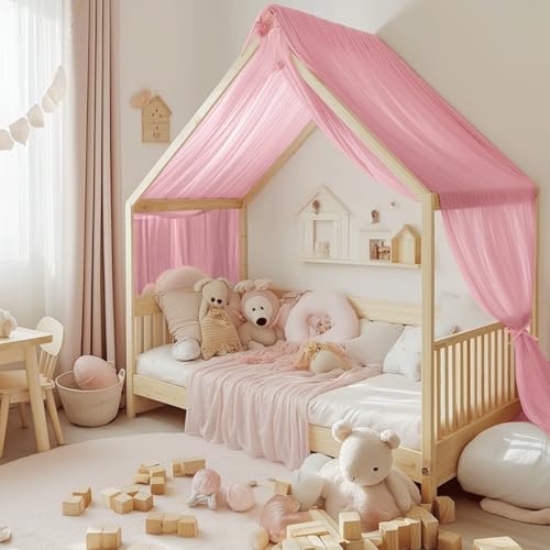 NICETOWN Pink Bed Canopies & Drapes for Kids Room, 1 Panel, W114xL180 - color: Pink, size: 114"W x 180"L (Pack of 1)