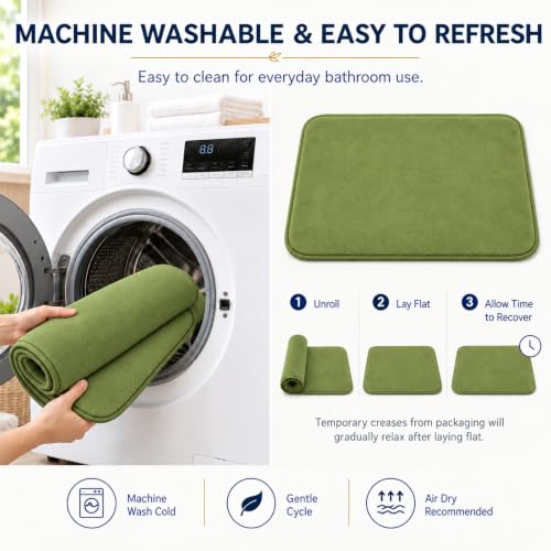 Green Bathroom Set Extra Soft Memory Foam Bath Mat Sets 3 Piece Non Slip Absorbent & Dry Living Mat Sets Washable Bath Carpets with Toilet Rug,Bath Rugs for Bathroom,Tub,Shower,Kitchen,Bedroom - color: Lime Green