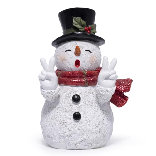 Hodao Christmas Snowman Figurine Decor, Holiday Snowman Statue for Home - color: White-red 1