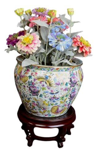 9" Wooden Fishbowl Display Vase Pot Planter Stand - size: 9 inches