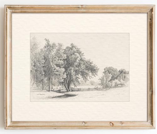 Kizbok Vintage Wall Art Decor Neutral Landscape Sketches Canvas Prints Vintage Landscape Oil Painting Art Pictures for Bedroom, Farmhouse Wall Decor for Bathroom Home(8" x 10"-UNFRAMED) - color: Landscape Sketches, size: 10"L x 8"W