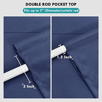 JIUZHEN Navy Blue Valance Curtains for Window 1 Panel, 42 x 18 Inches - color: Navy Blue, size: 42"W x 18"L (Pack of 1)
