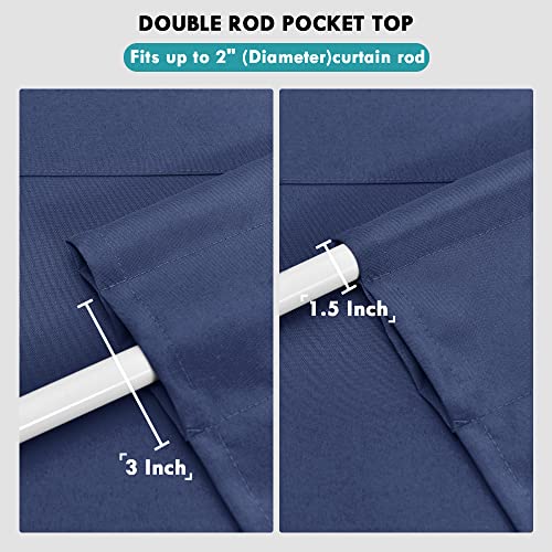 JIUZHEN Navy Blue Valance Curtains for Window 2 Panel, 42 x 18 Inches - color: Navy Blue, size: 42"W x 18"L (Pack of 2)