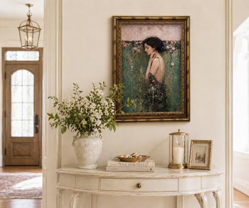 dzbLuck Ophelia Wall Art Gold Frame, Dark Academia Gothic Female Portrait - color: RetroWomen, size: 8"L x 10"W