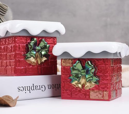 Wehous Snow Chimney Storage Box Silicone Molds with Lid, Unique Christmas Candle Holder Jewelry Trinket Container Epoxy Resin Mold, 3D Winter Container Storage Art Casting Craft DIY Christmas Ornament - color: Snow Chimney Box