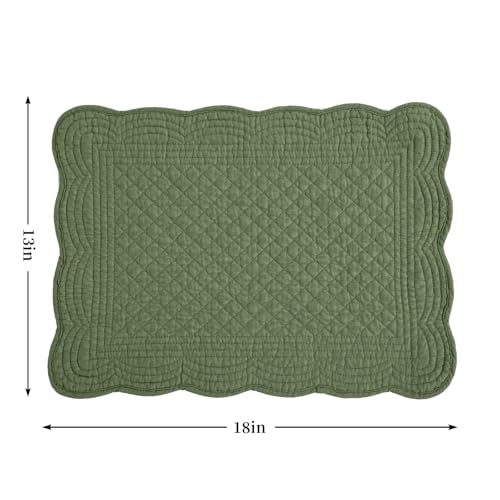 HOMBYS Quilted Placemats Set of 6 Washable-13x18 inches Rectangular Placemats for Kitchen Table-100% Cotton Fabric Rectangular Table Mats, (Emerald Green) - color: Emerald Green